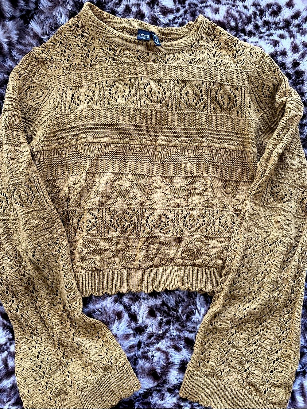 ICONE Open Knit Sweater in Brown Size Small